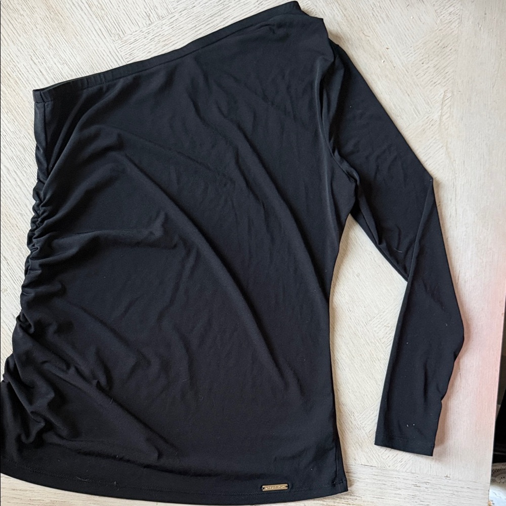 Michael Kors Black One-Shoulder Long Sleeve Top